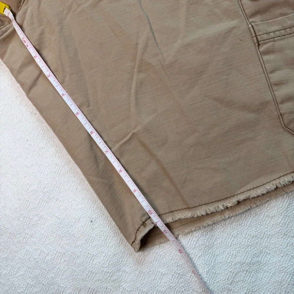Ocean Pacific Mens Cargo Shorts Tan Khaki Ripstop Frayed Hem Utility Casual OP